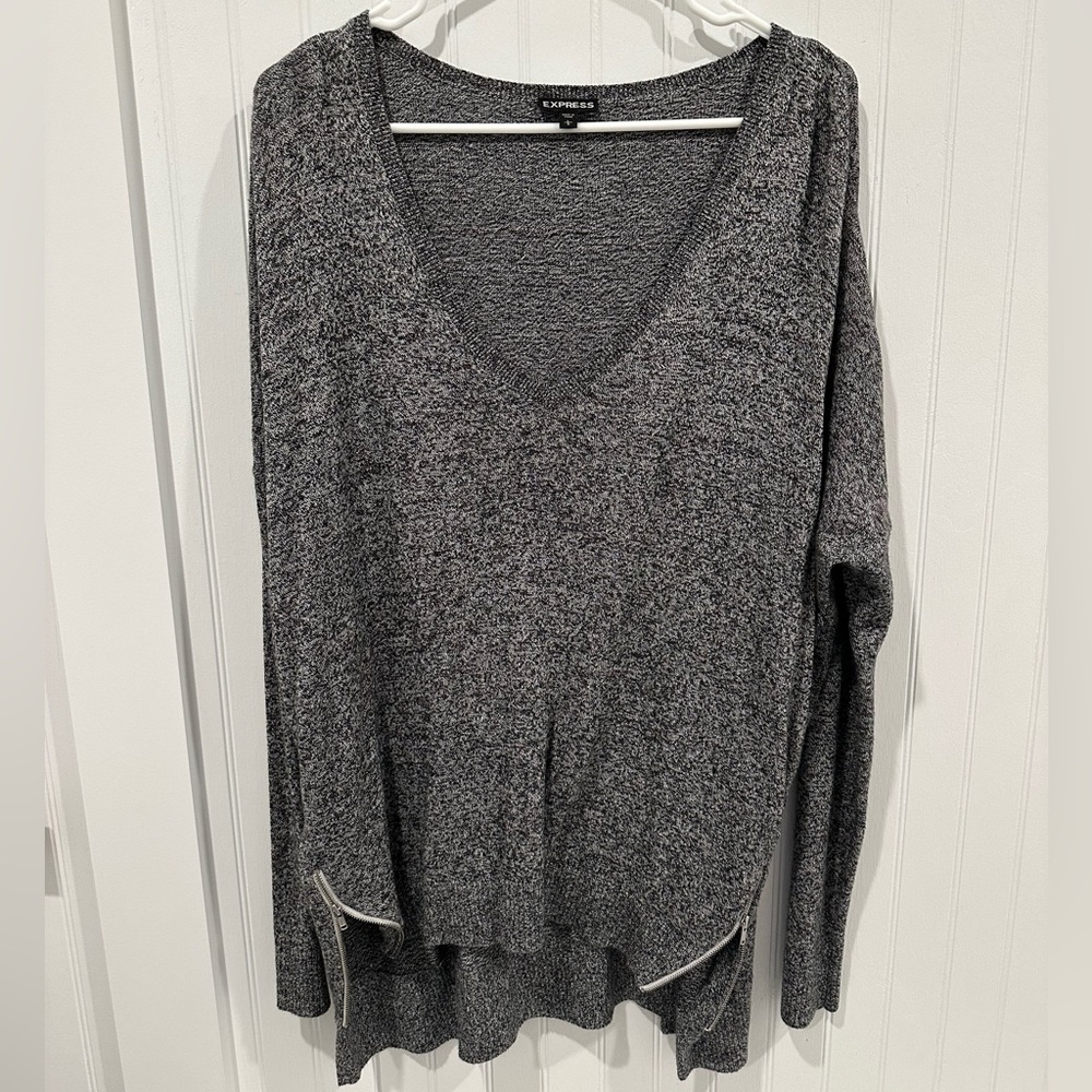 Express hi low sweater with zipper detail size L